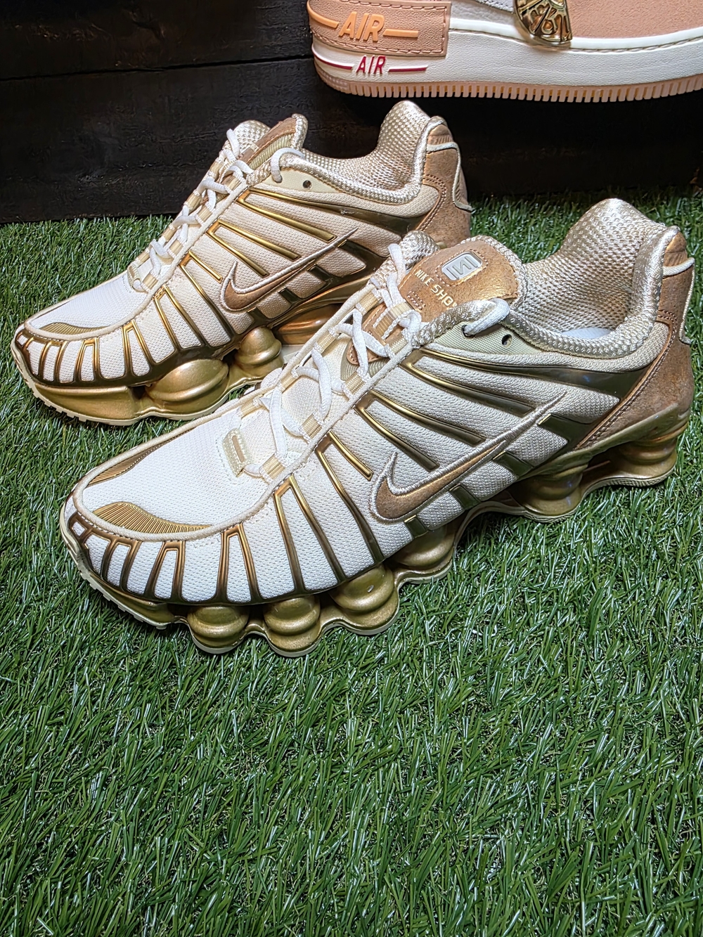 7.5w Nike Shox TL Coconut Milk/ Metallic Copper Athletic Sneakers